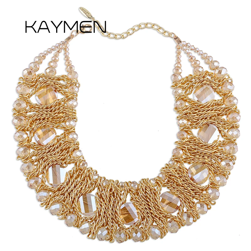 Hot Selling New Design Women Choker Crystal Necklace & Fashion Bohemian Statement Necklace 5 Colors Wholesale Strand Necklace