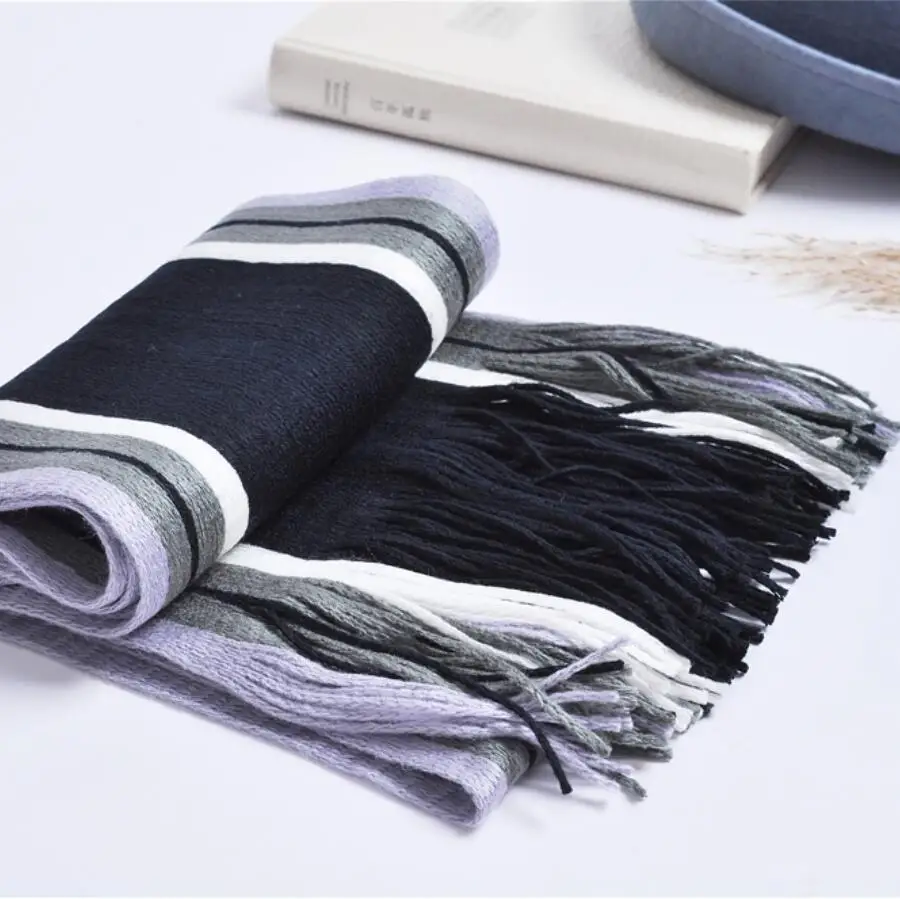 

2019 new Male winter Skinny striped scarf Knitted Patchwork Thickening Warm Long Scarves Shawl Wrap Casual scarves