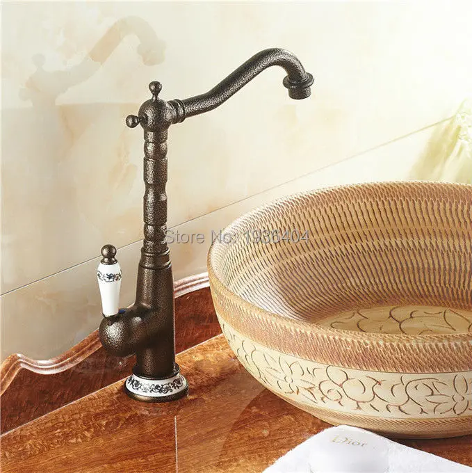 Wholesale Basin Faucet Brass Single Hole European Style with Porcelain Copper Deck Mount 360 Swivel Mixer Taps Crane RB1026