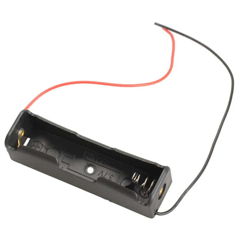 Caja de almacenamiento de batería de plástico 18650, contenedor de soporte de Clip de batería de una sola manera, bricolaje, con cable de plomo para batería 18650, nueva