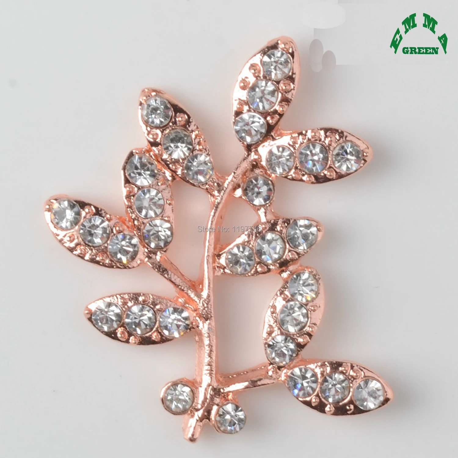 Leaf Flower Flatback Decorative Rhinestone Buttons Crystal Diamants Embellishments 10pcs 33x30mm Rose Gold Color Appliques