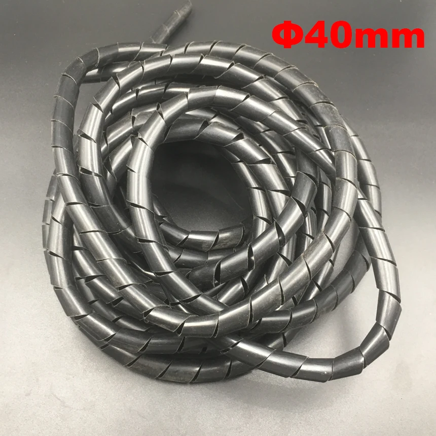 1M 40mm Black White Flexible PE Polyethylene Desktop PC Cord Cable Wire Manage Protective Sleeve Spiral Wrapping Band Tube