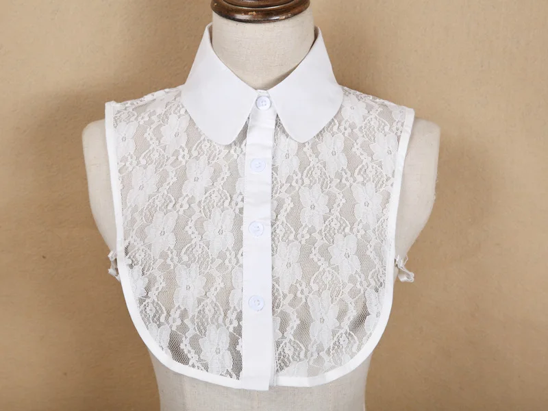 

Women 's Fashion Fall Collar Shirt blouse Fake wild triangle Retro Fake Shirt collar black and white art embroidery female false