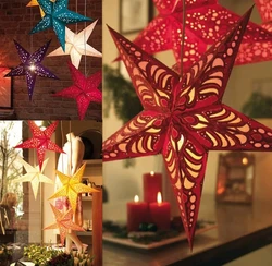 30cm Cut-Out Paper Star Lantern, Hanging (Light Not Included) set of 4
