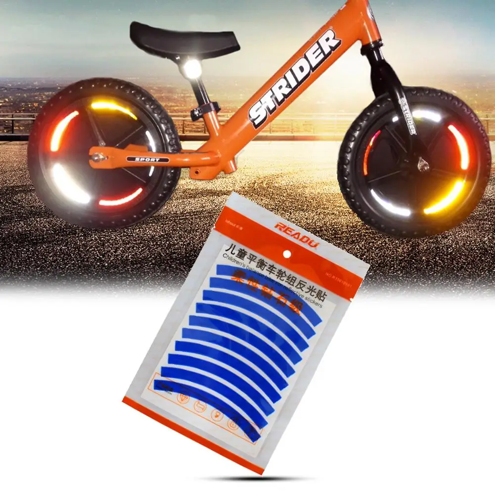 Bike Reflective Stickers Wheel Decals Reflective Tape Safety Strips Bicycle Wheel Stickers For Children Balance Bike Accessories image 4