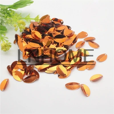 1000pcs 8*13mm Cup Oval Folded Sequins Horse Eyes Shape For Crafts Loose Paillettes Diy Wedding Sewing Accessories Orange