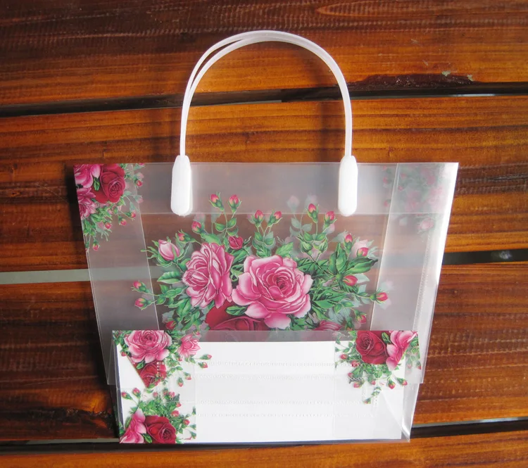 (100pcs/lot) high quality PVC cosmetic wedding gift shopping bag