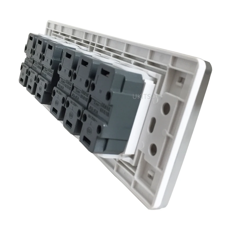Hình chữ nhật Điện Treo Tường Bảng 6 Phích Cắm Điện 250V Ổ Cắm 10A Sạc Màu Trắng Ổ Cắm Cho Châu Âu Cổng Sạc