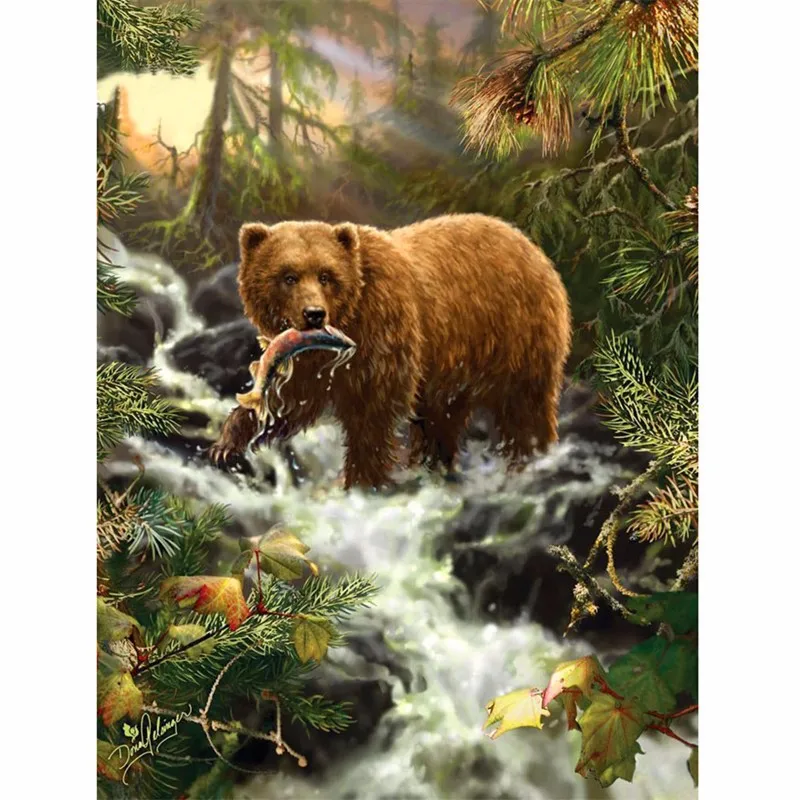 

New Full Square/round Diamond 5D DIY Diamond Painting "Forest Bear" Embroidery Cross Stitch Rhinestone Mosaic Decor Gift WG117