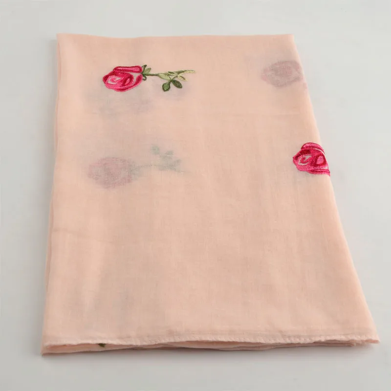 Plain Embroidered Floral Cotton Scarf,Embroidery Flower Rose Scarves,Foulards Sjaal Muslim Hijab,Shawls and Scarves From Indian