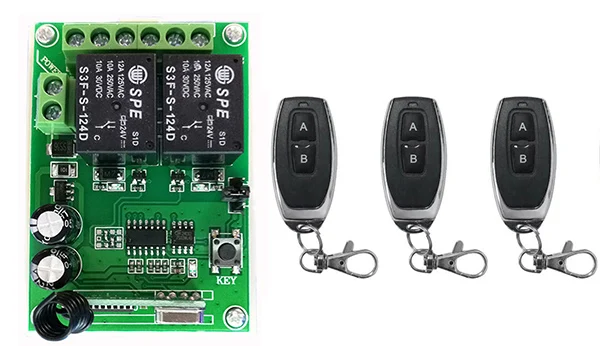 DC24V 2CH RF Wireless Remote Control Relay Switch Security System Garage Doors, Electric Doors/window /lamp