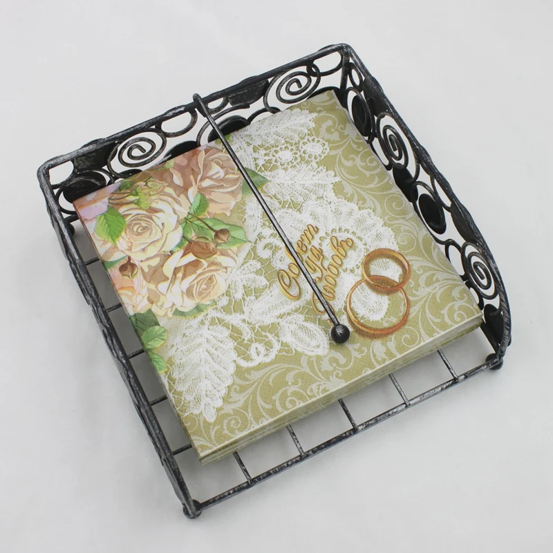 [RainLoong] Flower With Ring Paper Napkins Wedding Event & Party Tissue Napkin Supply Party Decoration 33*33cm 1 pack