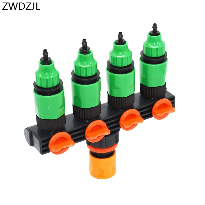 Irrigation Garden Tap 4 Way Tap 1/4 Water Irrigation Splitter 4 Way 8/11 Connector Adapter Hoses Pipes Splitters 1Pcs