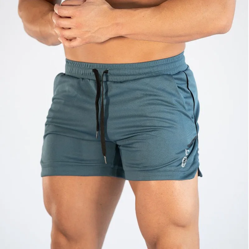 GITF pantalones cortos de entrenamiento de gimnasio para hombre, ropa deportiva informal, Fitness, correr, rejilla, pantalones cortos de compresión