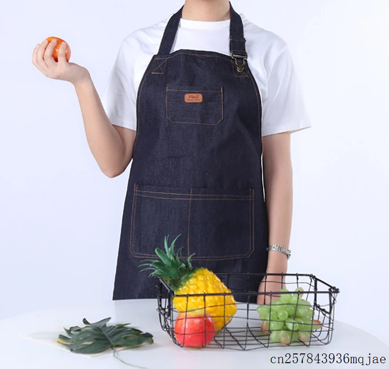 

20pcs Denim Kitchen Aprons Cooking Work Jean Apron for Restaurant Barista Unisex Woman Men Kitchen Apron