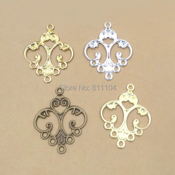 

32x25mm Filigree Flower Charms Links Wraps Connectors Findings DIY Jewelry Making Multi-color Plated Brass