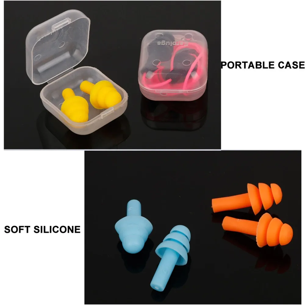 6-Pairs/Pack Color Anti-noise Soft Silicone Earplugs With Rope Case For Sleeping Work Noise Insulation Kids/Adult Ear Protector