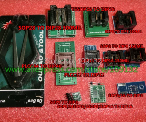 Full set 10 adapters for tl866 programmer, tl866cs / tl866A. + PLCC IC extractor, higher quality