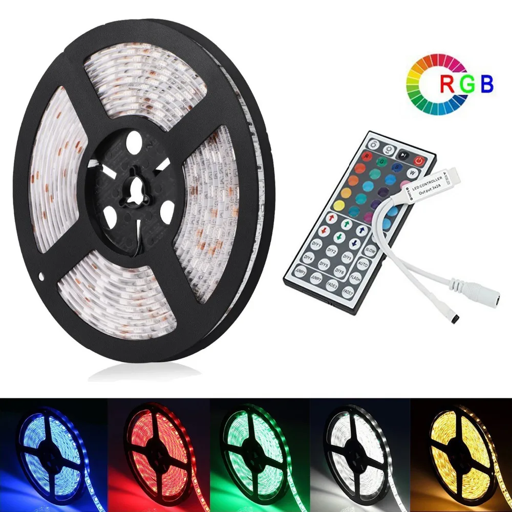 DIY LED U-HOME 5M SMD5050 RGB LED Strip Light Waterproof IP65+ 44key IR Controller for Kitchen Room Coffee Bar Party Wedding