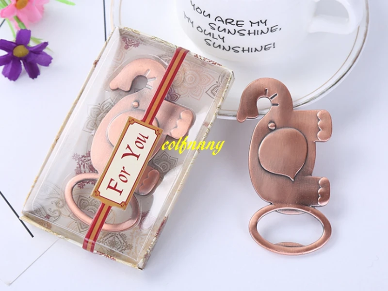 50pcs/lot Fast shipping Lucky Golden Elephant Bottle Opener For Wedding Favors Party Giveaway Gift