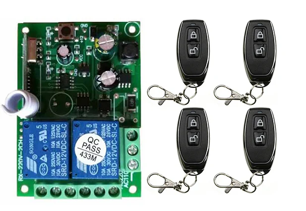 Беспроводной Выключатель teleswitch с металлическим передатчиком, 110 В, 220 В, 250 В переменного тока, 2 канала, радиочастотный, для ламп/окон/гаражных дверей, жалюзи