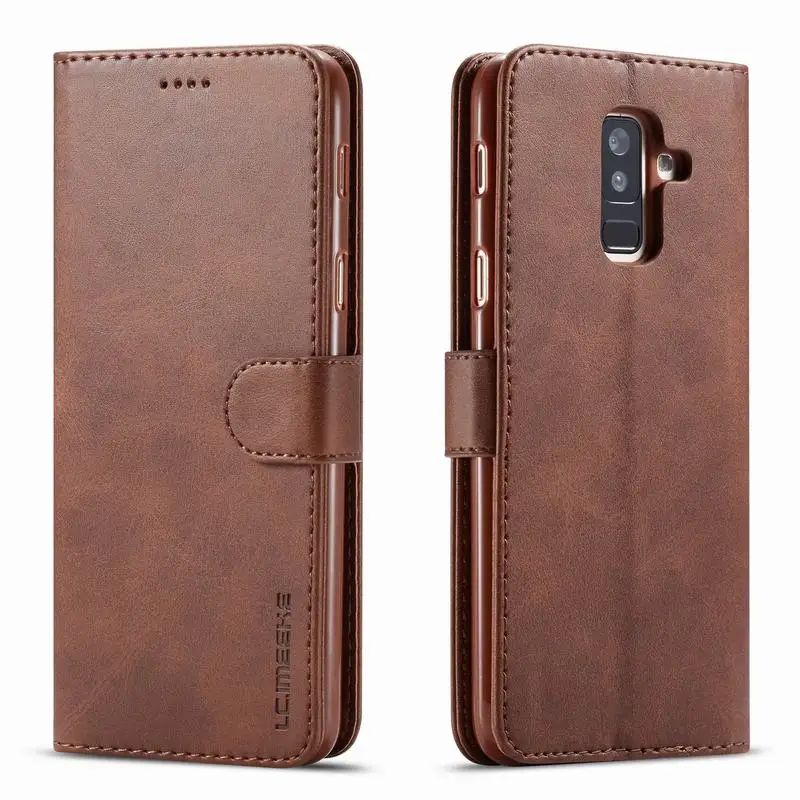 For Samsung Galaxy A6 + 2018 Case Flip Leather Luxury Cover Samsung Galaxy J6 A6 Plus 2018 Case Vintage Wallet Book Design A600F