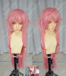 The Future Diary Mirai Nikki Yuno Gasai 100cm Long Peach Pink Heat Resistant Hair Cosplay Costume Wig + Wig Cap