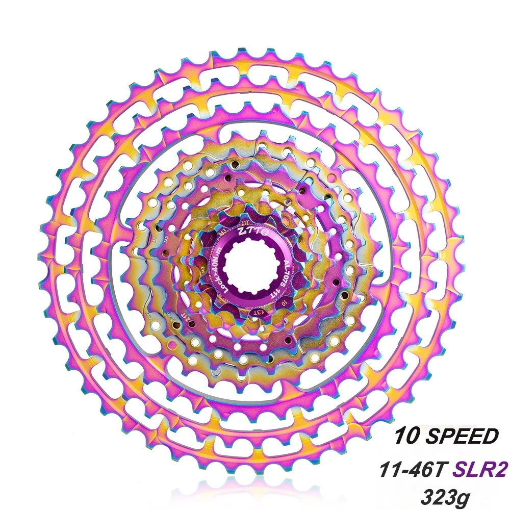 10 Speed Cassette 11-46T SLR Ultralight Rainbow Cassette k7 HG System 10S 46T CNC Freewheel Cogs MTB For X0 X9 X7 M610 M781 M786