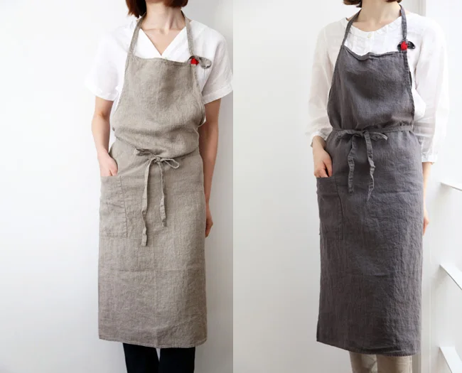 High-end Japanese korea apron linen and cotton fabric simple fashion art attendant beautiful salon nail aprons