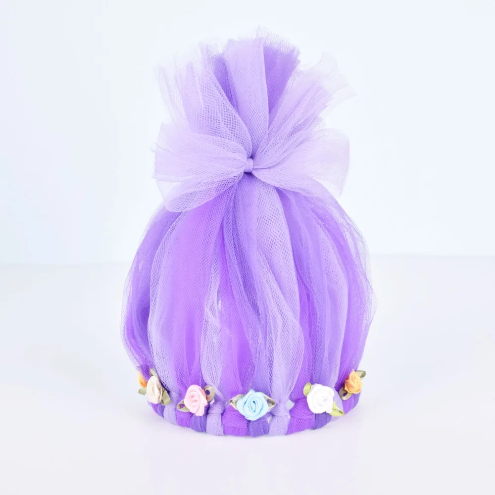 Diadema de troles para niños, accesorios para el cabello para fiesta de cumpleaños, princesa arcoíris, cabello de trol, diadema de tul hecha a mano,