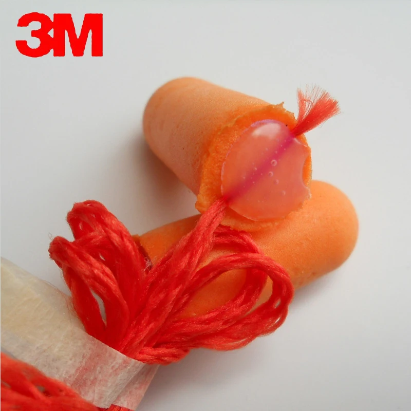 100pair Authentic 3M1110 Foam Soft Silicone corded Ear Plugs Noise Reduction Earplugs Swimming Protective earmuffs freeshipping