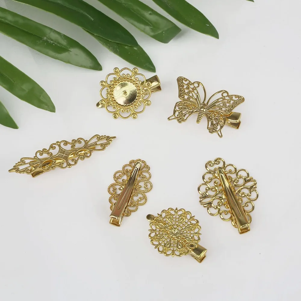 1pcs/lot 4 Colors Filigree Hair Clip Jewelry Findings Components Diy Hand Made Jewelry Accessories for Women