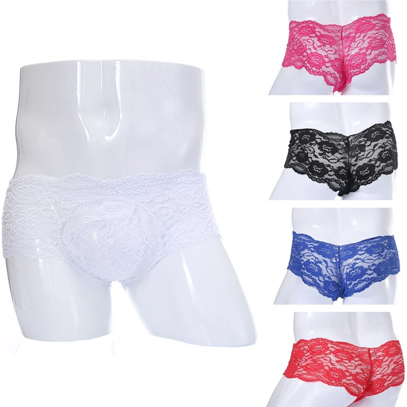 Ropa Interior de encaje para Hombre, Bóxer Sexy, calzoncillos sólidos cómodos, varios colores, gran oferta