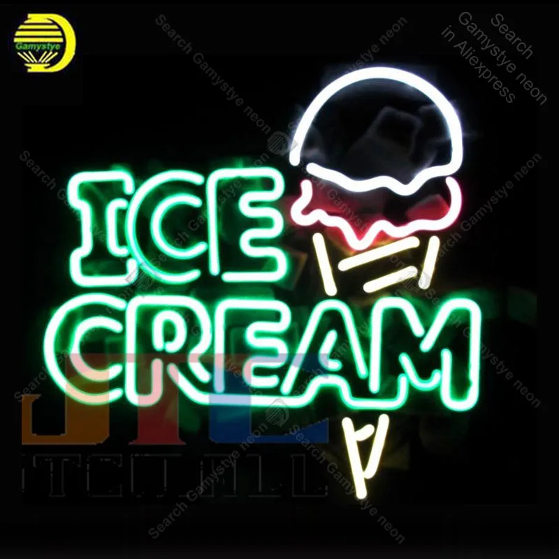 

ICE CREAM Neon sign Glass Tube Bulb Light icons light Lamps SHOP Store display Signboard Handmade neon light for room wall Decor