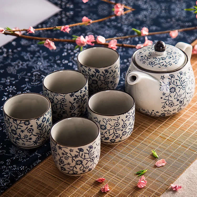 Yamada Japanese-style Hand-painted Under-glaze Coloured Teapot Set with Pot and Cups Tea Set  Thanksgiving