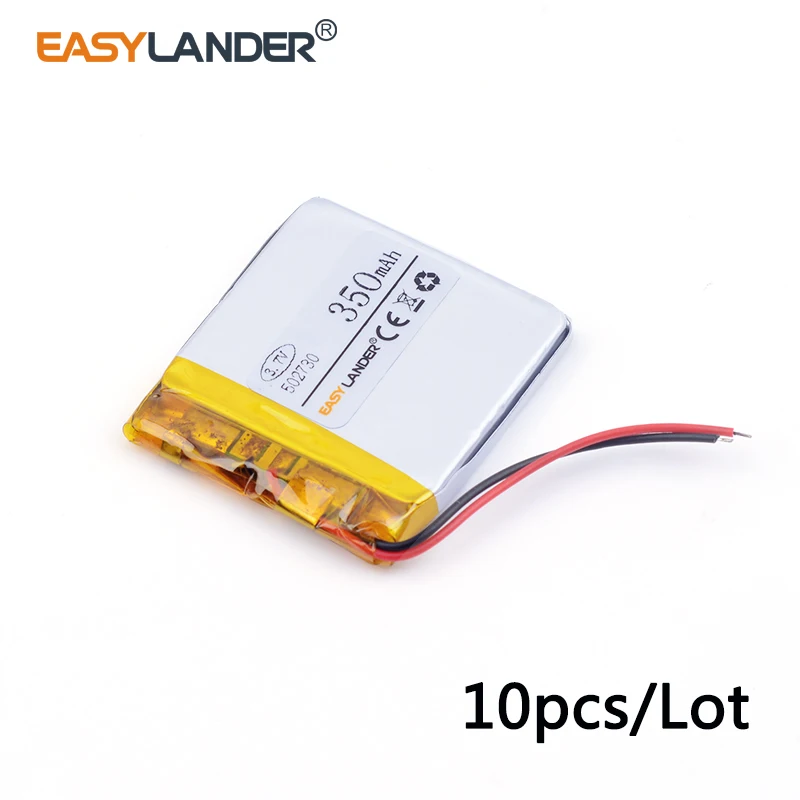 

10pcs /Lot 502730 350mAh 3.7V Rechargeable Lithium Li-ion Polymer Battery for Driving recorder mouse