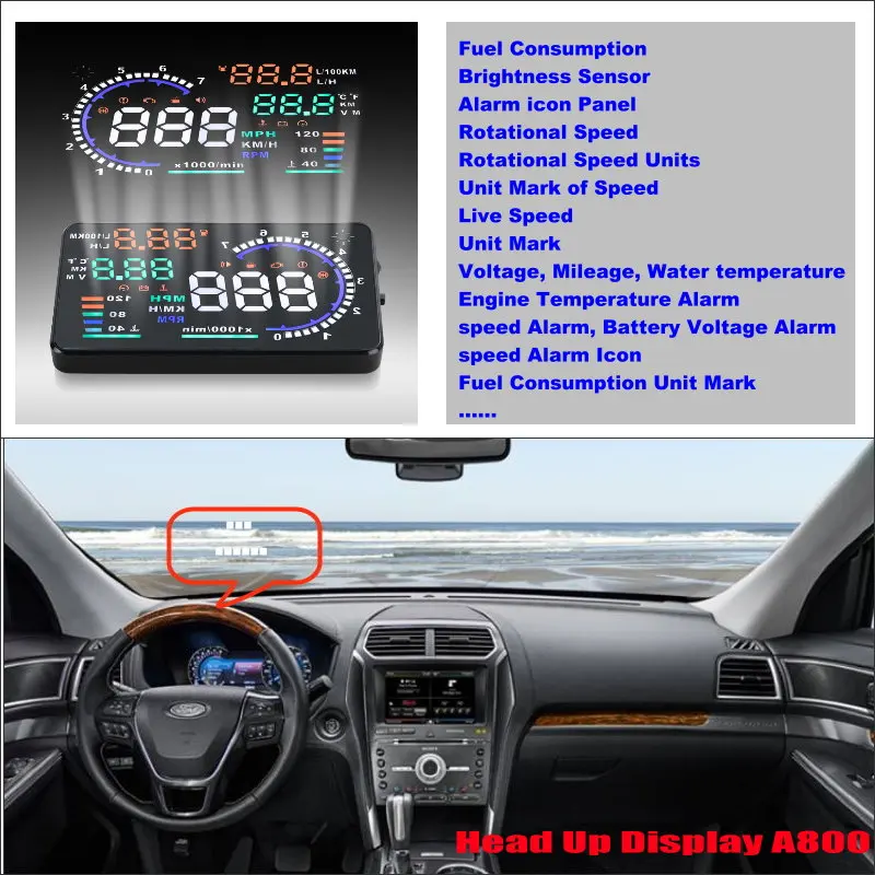 

For Ford Explorer/Escape/Edge/Ecosport 2010-2019 Auto Head Up Display HUD Car Electronic Accessories Safe Driving Screen OBD