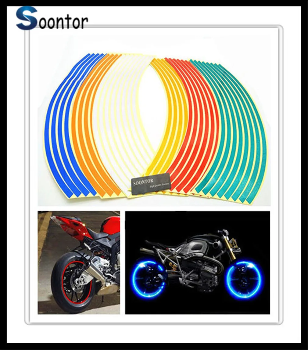 New 2018 Strips Motorcycle motorcross Wheel Sticker Reflective Decal Rim Tape Bike for YAMAHA FZ6 FAZER Buell Ulysses XB12XT X1