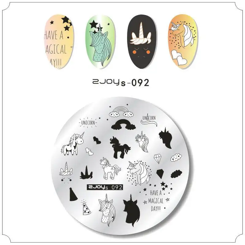 6cm*6cm nail stamping plates Animal cartoon unicorn nature pattern nail imager nail polish template halloween stamps nail art