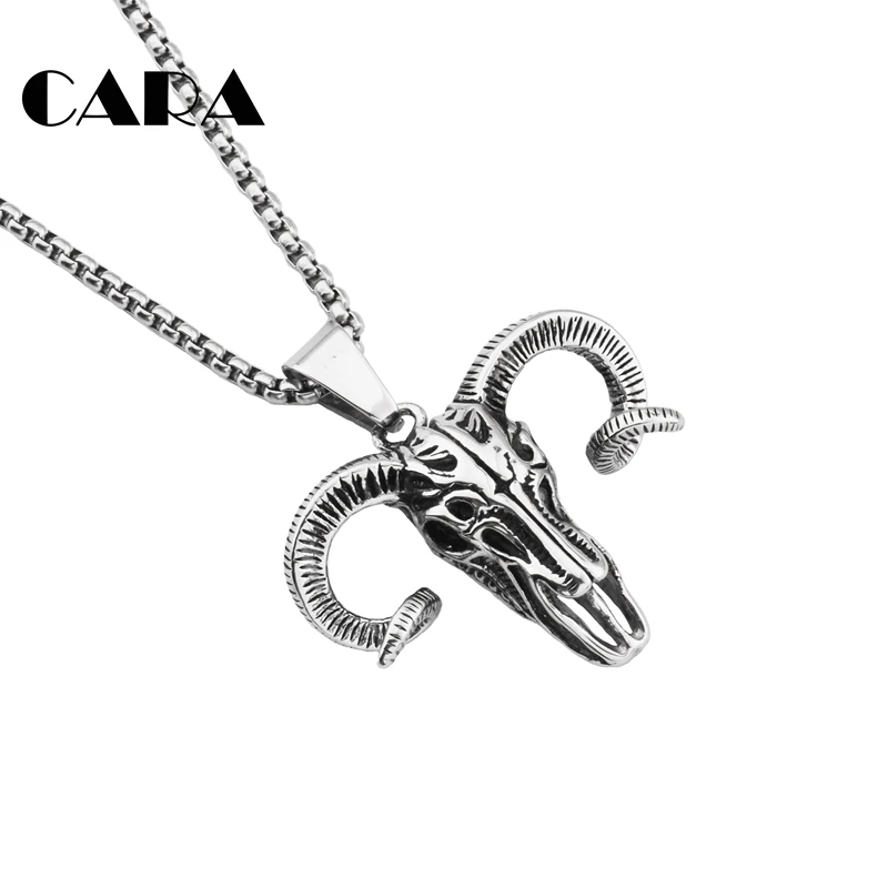 

2019 New 316L stainless steel antelope Skull necklace Indian Tribes hip hop pendant necklace mens fashion jewelry CAGF0467