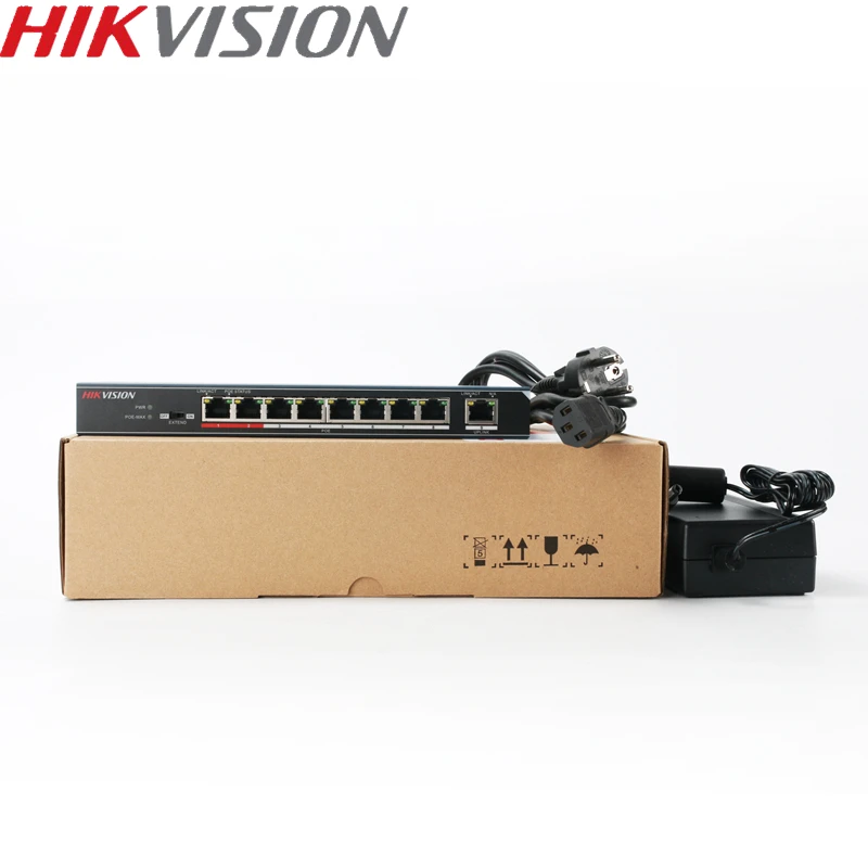 HIKVISION DS-3E0109P-E Switch PoE non gestito 8 porte 10/100 Mbps materiale metallico per telecamere IP 8CH NVR e CCTV 802.3at 802.3af