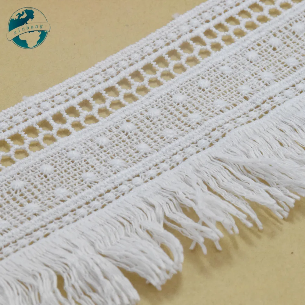 7cm Width White Polyester Embroidery French Lace Ribbon Fabric Guipure Diy Trims Warp Knitting Dress Sewing Accessories#3715