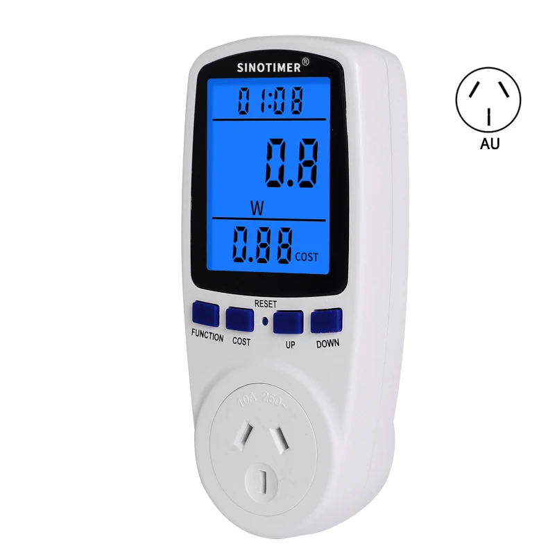 EU US UK BR AU FR Plug Backlight Wattmeter Electricity Power Meter Consumption KWh Watt Energy Meters 220V 110V AC Outlet Socket