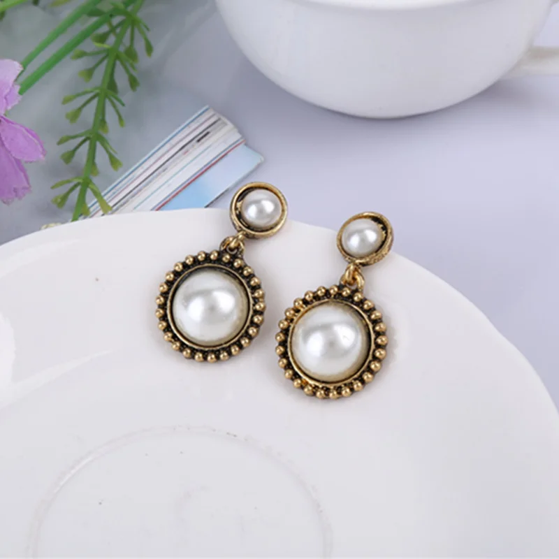 Colorful Crystal Stone Dangle Earrings Imitation Pearl Anti Copper Deer Drop Earrings Characteristic Women Jewelry 2019