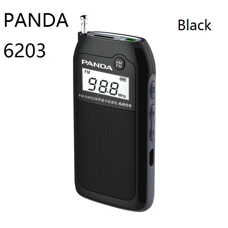 PANDA 6203-radio Kleine draagbare zakformaat Mini TF-kaart MP3-oplader MiniRadio