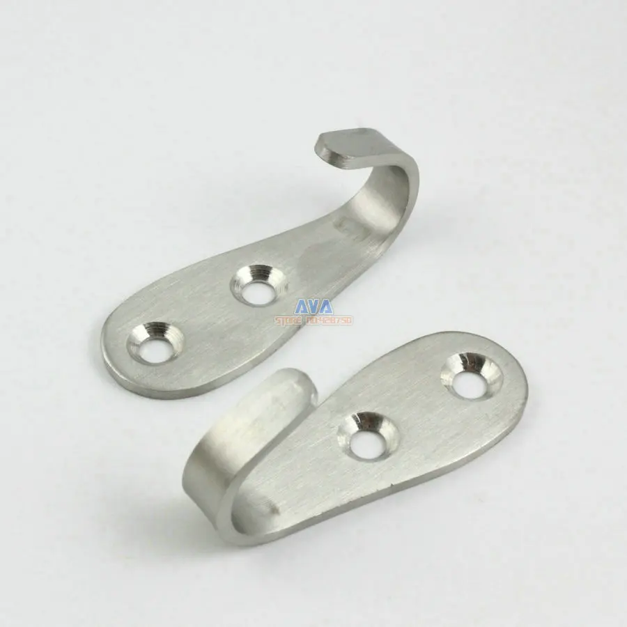 10 Pieces Washroom Door Stainless Steel Fixed Towel Hanging Hook 52mm Long 3mm Thinkness