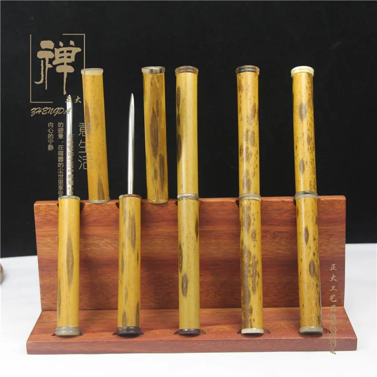 A few decades old old bamboo crassipes boutique special Pu'er Tea knife needle tea tea tool stainless steel blade gift