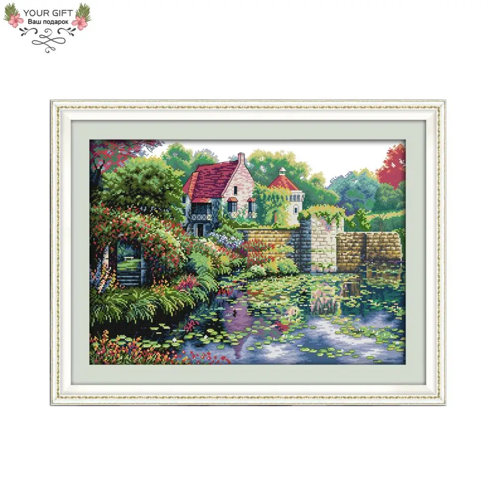 Joy Sunday Counted and Stamped Home Decor, England Castle, Needlepoints Embroidery, Cross Stitch Kits, F770, 14CT, 11CT