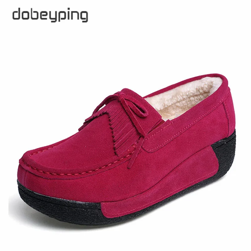 New Spring Summer Cow Suede Leather Shoes Woman Lace-Up Flat Platform Women Shoe Women\'s Loafers Moccasins Female Sneakers