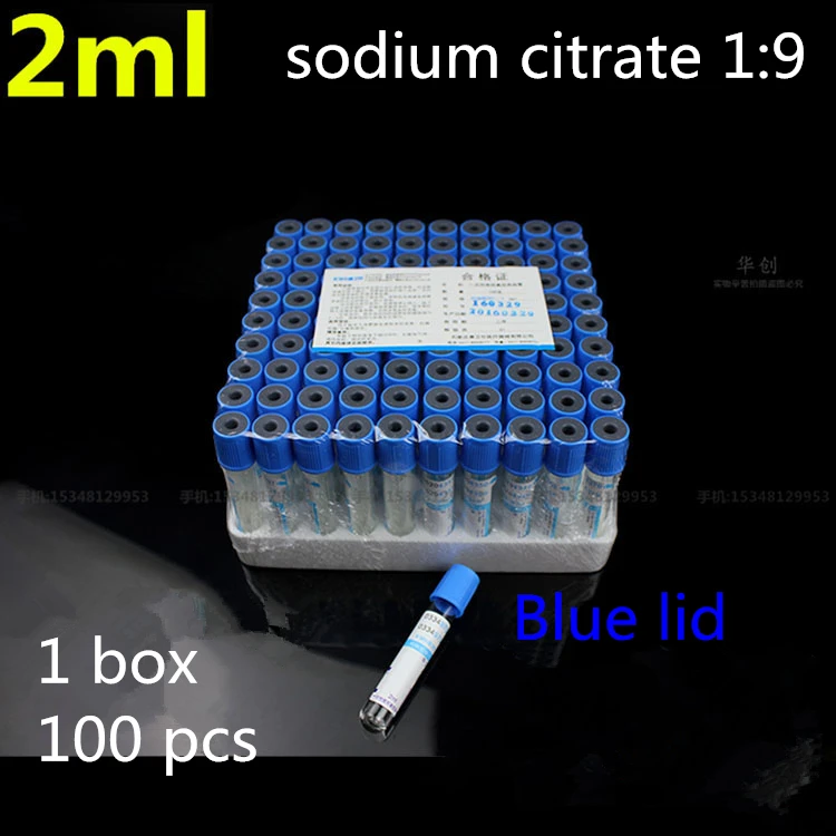 

medical Disposable 2ml Vacuum blood vessel sodium citrate 1:9 blue cap with anticoagulant citrate sodium citrate Blue lid Lab